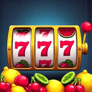Stylized fruit slot reel with juicy fruits