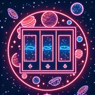 Stylized space slot reel with cosmic elements