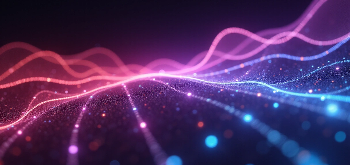 Abstract background with glowing user profile elements and digital patterns