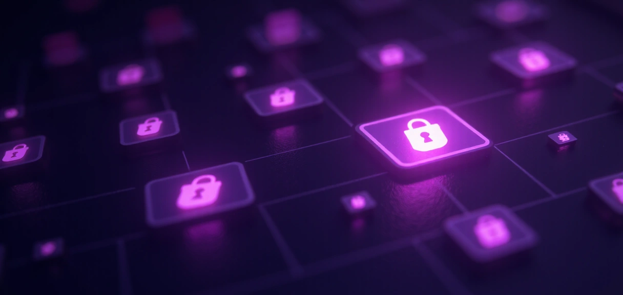 Abstract background with subtle lock and privacy icons, glowing