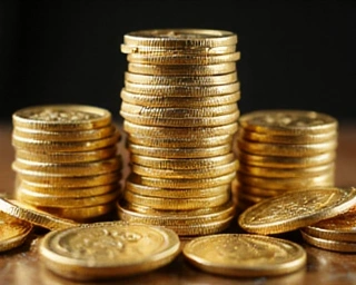 Large stack of virtual coins
