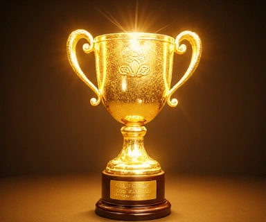 Stylized glowing trophy or medal