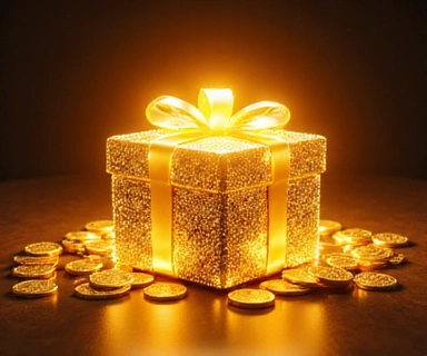 Stylized glowing gift box or coin stack