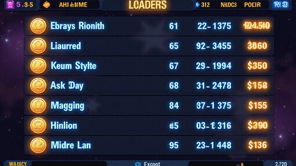 Leaderboard showing top players with virtual coins